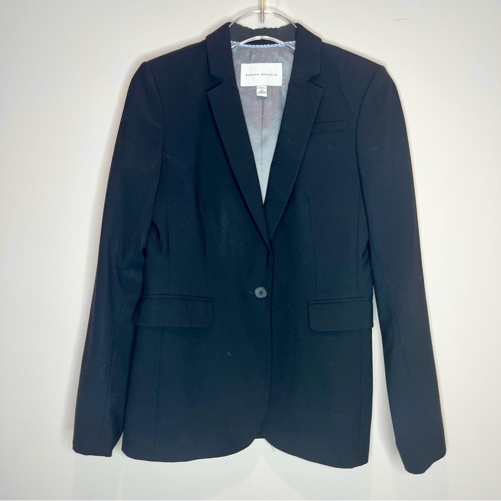 Banana Republic Classic Black Women's Stretch Button Front Blazer Size 6